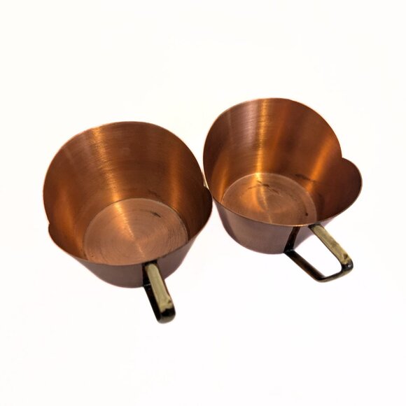 Vintage Ariosa Copper Cups w Brass Handles 2.5" Lot of 2 Retro Drinkware Kitchen - Picture 10 of 10